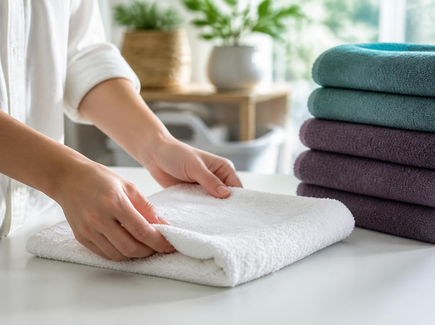Neatly folded and packed linen for Airbnb units